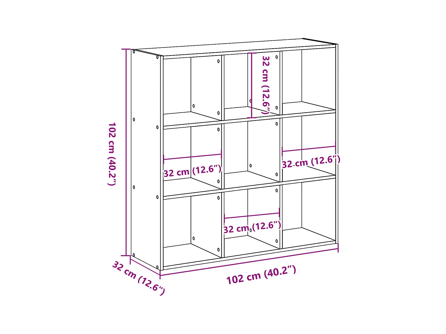 Boekenkast 102x32x102 cm bewerkt hout bruin eikenkleur