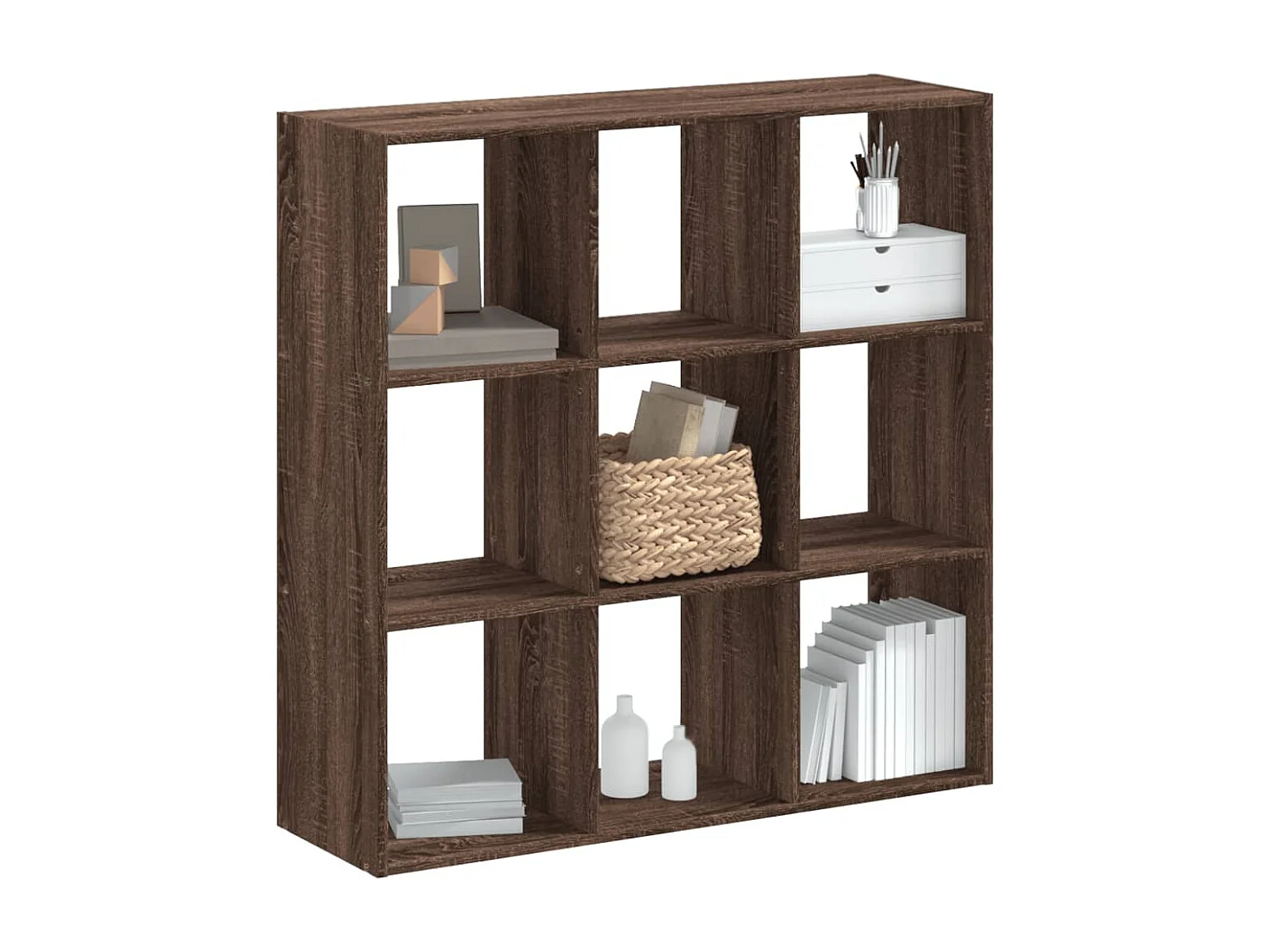 Bibliothèque chêne marron 102x32x102 cm bois d'ingénierie