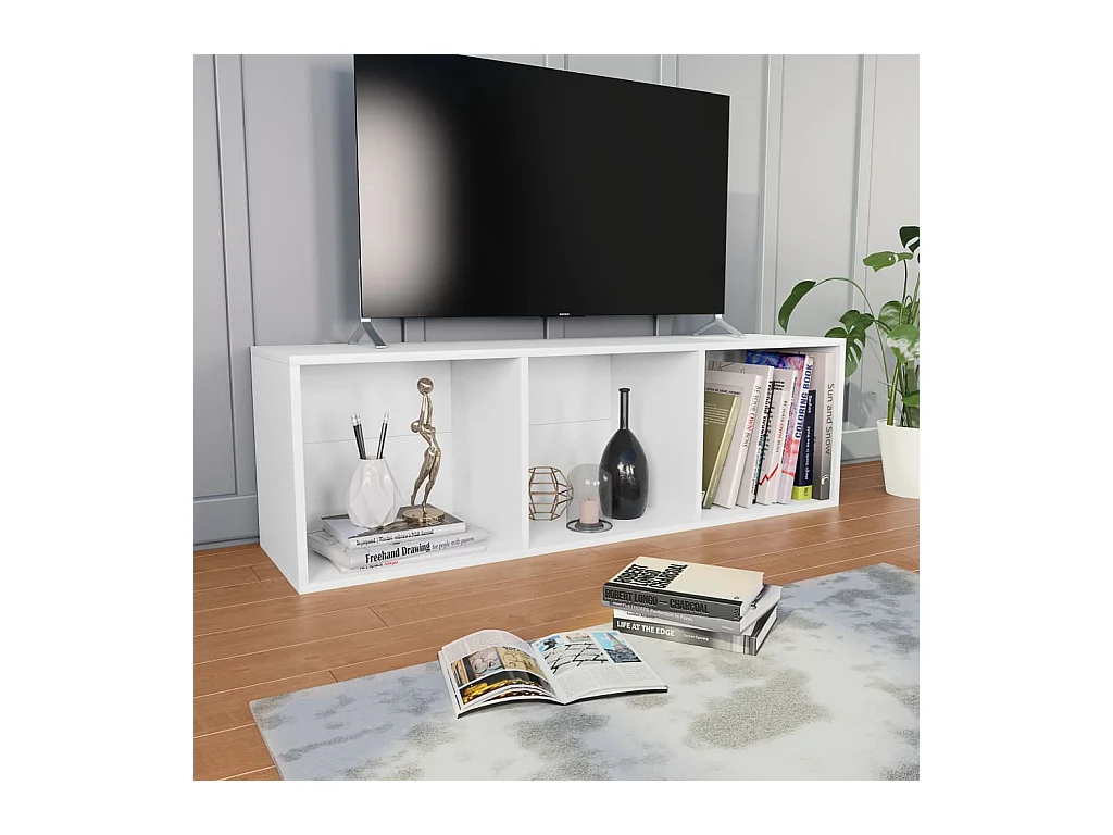 Estante/móvel de TV 36x30x114 cm derivados de madeira branco