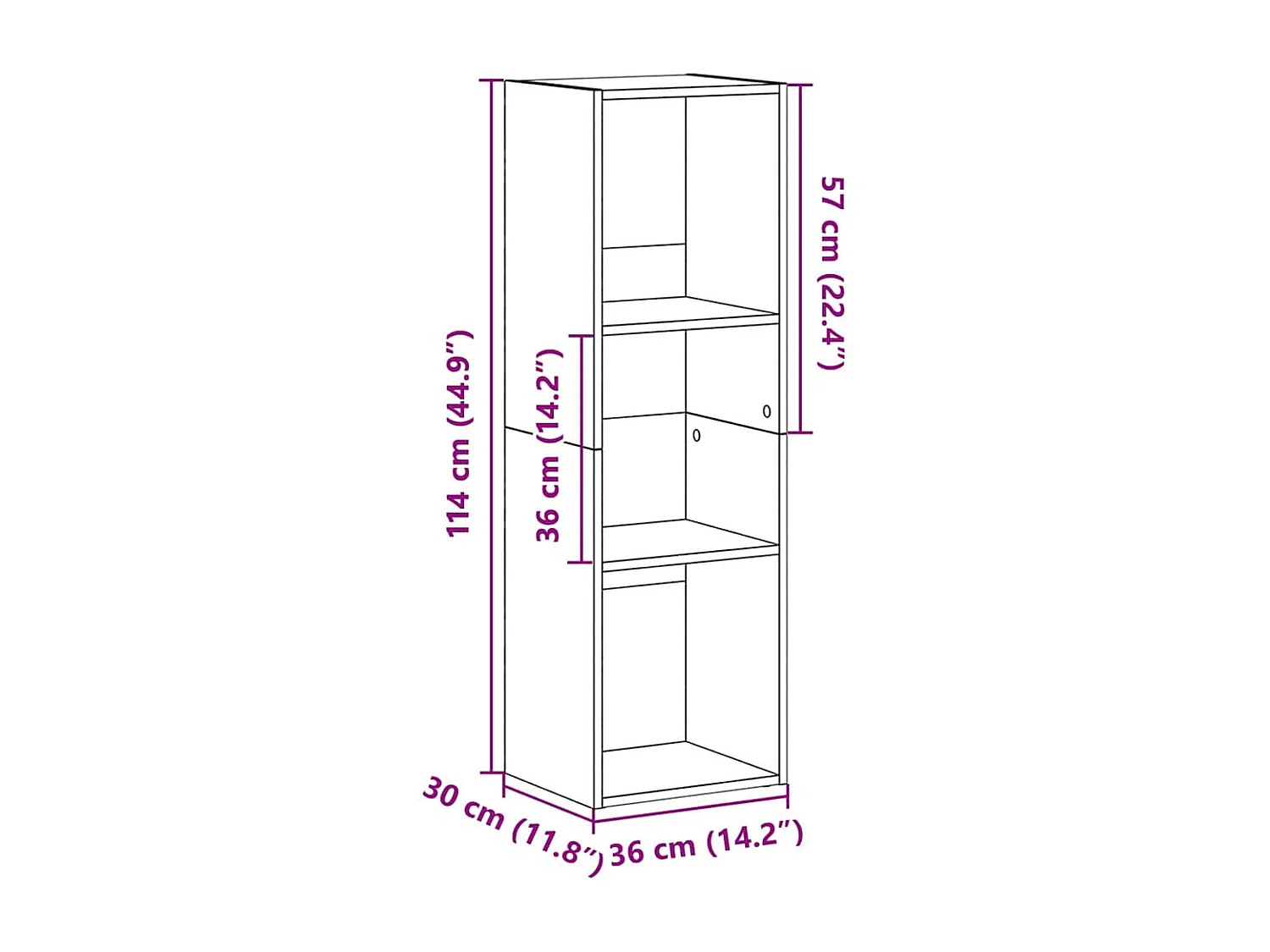 Bücherregal/TV-Schrank Weiß 36x30x114 cm Holzwerkstoff