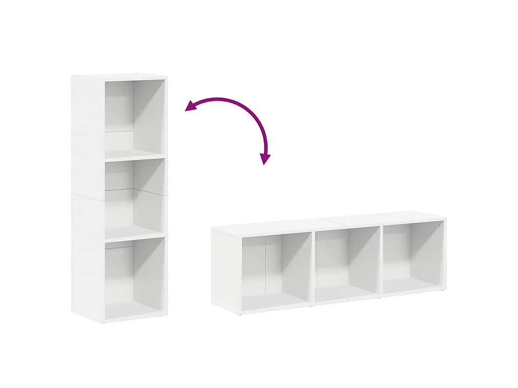 Boekenkast/tv-meubel 36x30x114 cm bewerkt hout wit