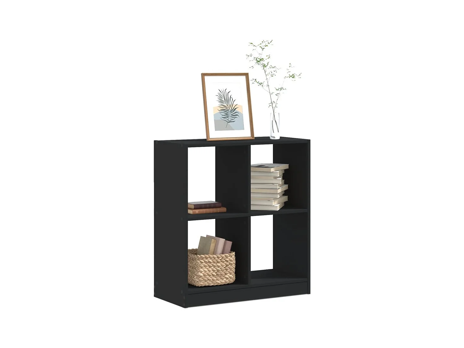 Bibliothèque noir 68,5x32x75 cm bois d'ingénierie