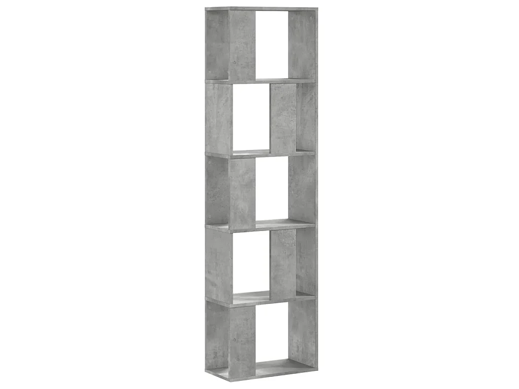 Bücherregal 5 Böden Betongrau 45x23,5x162,5 cm Holzwerkstoff