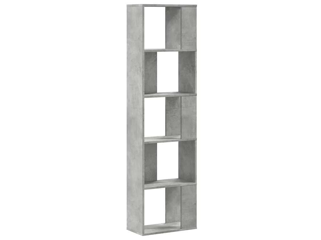 Bücherregal 5 Böden Betongrau 45x23,5x162,5 cm Holzwerkstoff