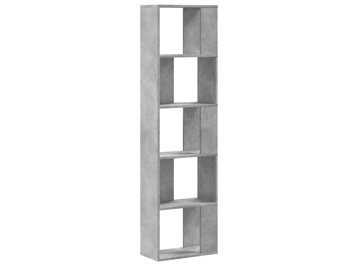 Bibliothèque 5 niveaux gris béton bois d'ingénierie