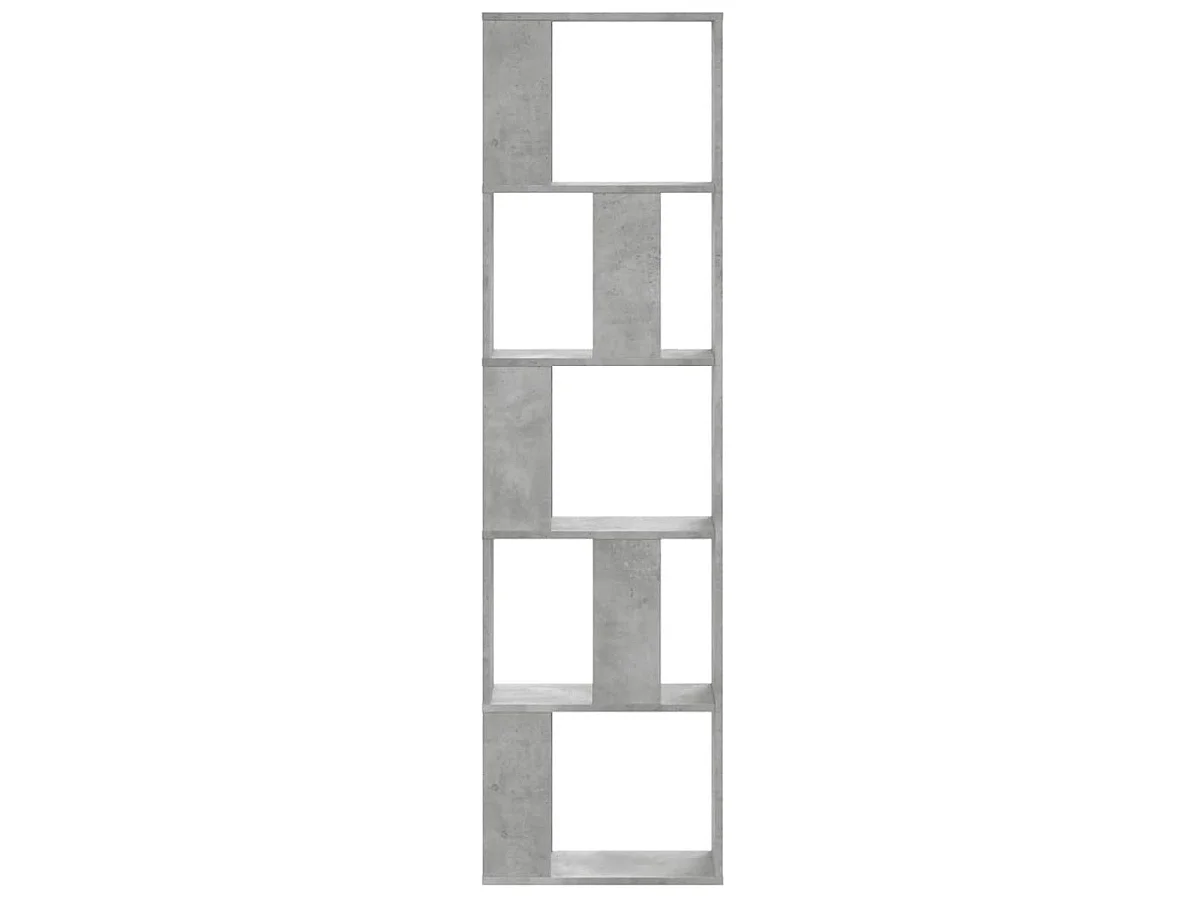 Bibliothèque 5 niveaux gris béton bois d'ingénierie