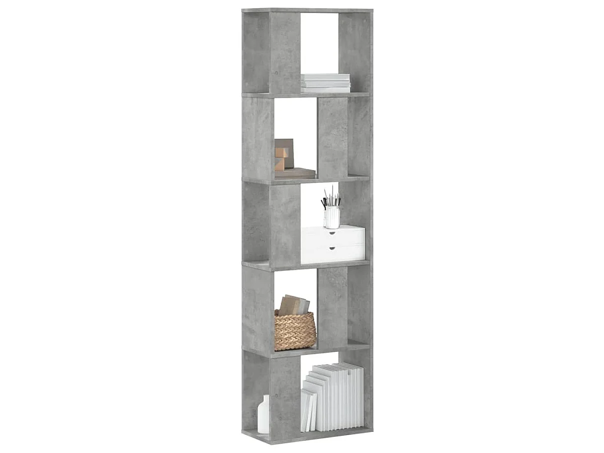 Librería de 5 niveles madera gris hormigón 45x23,5x162,5 cm