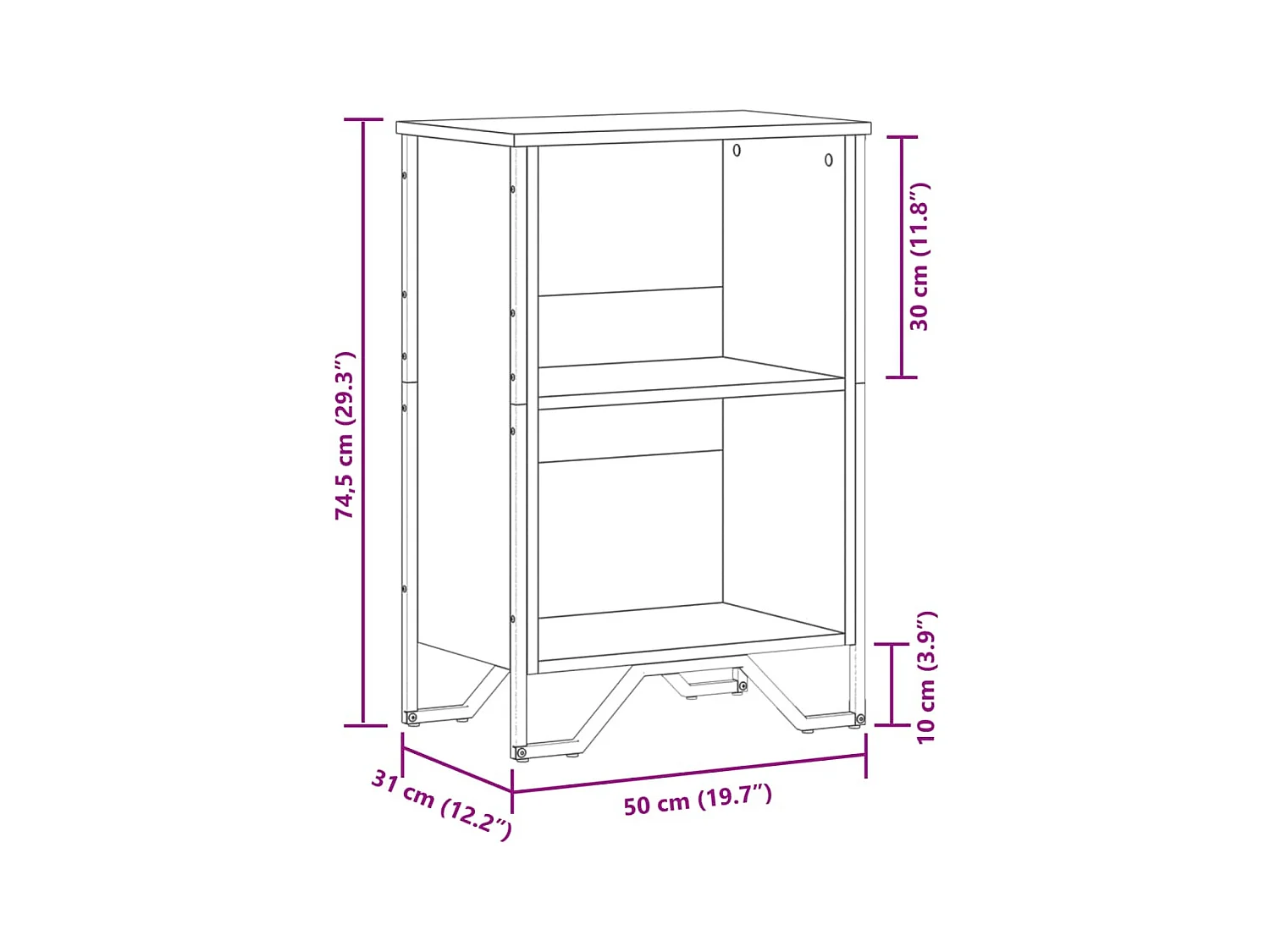 Bibliothèque noir 50x31x74,5 cm bois d'ingénierie