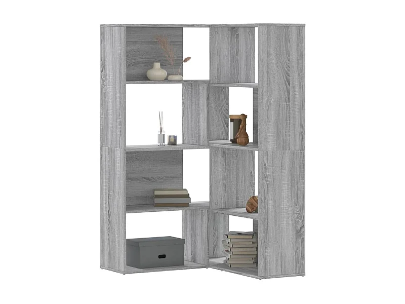 Eck-Bücherregal 4 Etagen Grau Sonoma 85x85x140 cm Holzwerkstoff