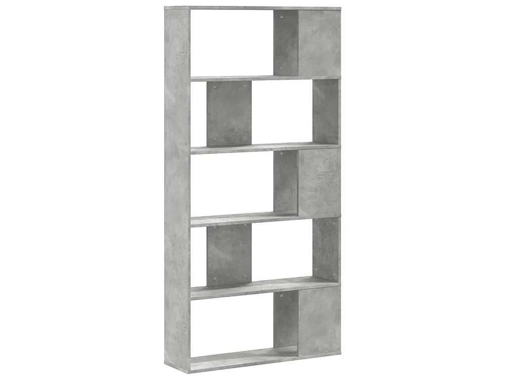 Bibliothèque 5 niveaux gris béton bois d'ingénierie