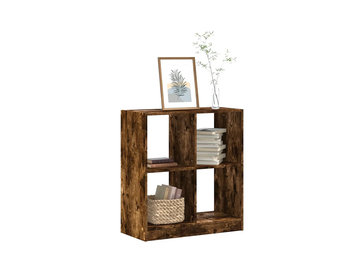 Bibliothèque chêne fumé 68,5x32x75 cm bois d'ingénierie