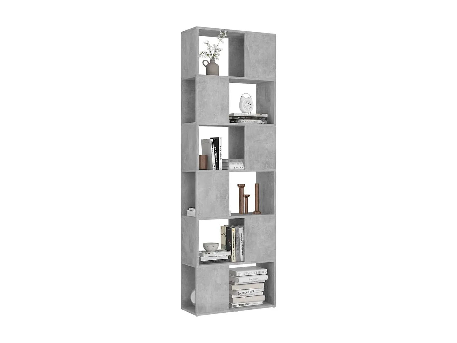 Bibliothèque/Séparateur de pièce Gris béton 60x24x186 cm