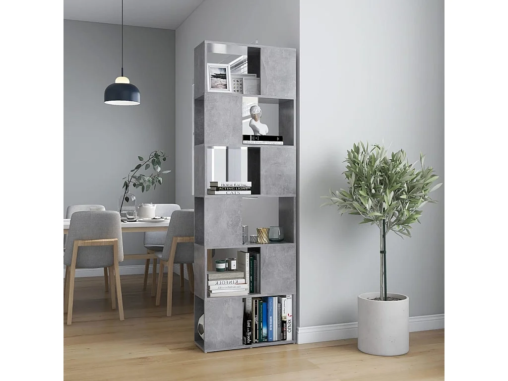 Bücherregal Raumteiler Betongrau 60x24x186 cm Holzwerkstoff