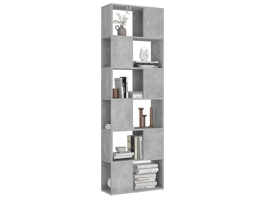 Bibliothèque/Séparateur de pièce Gris béton 60x24x186 cm