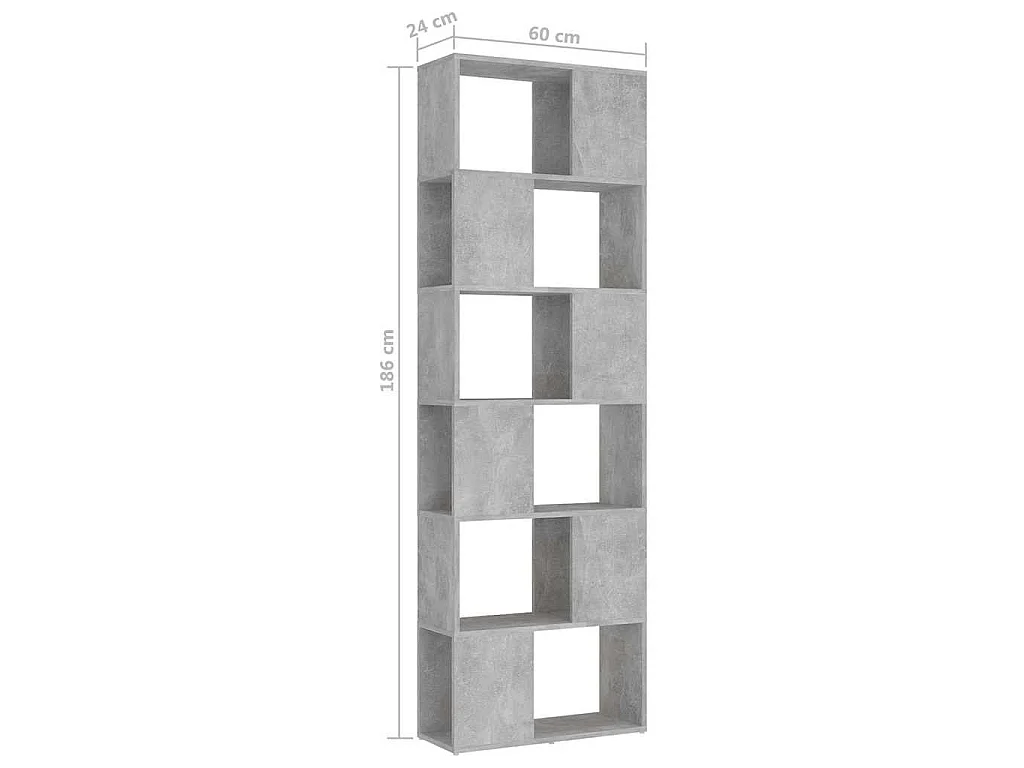 Bibliothèque/Séparateur de pièce Gris béton 60x24x186 cm