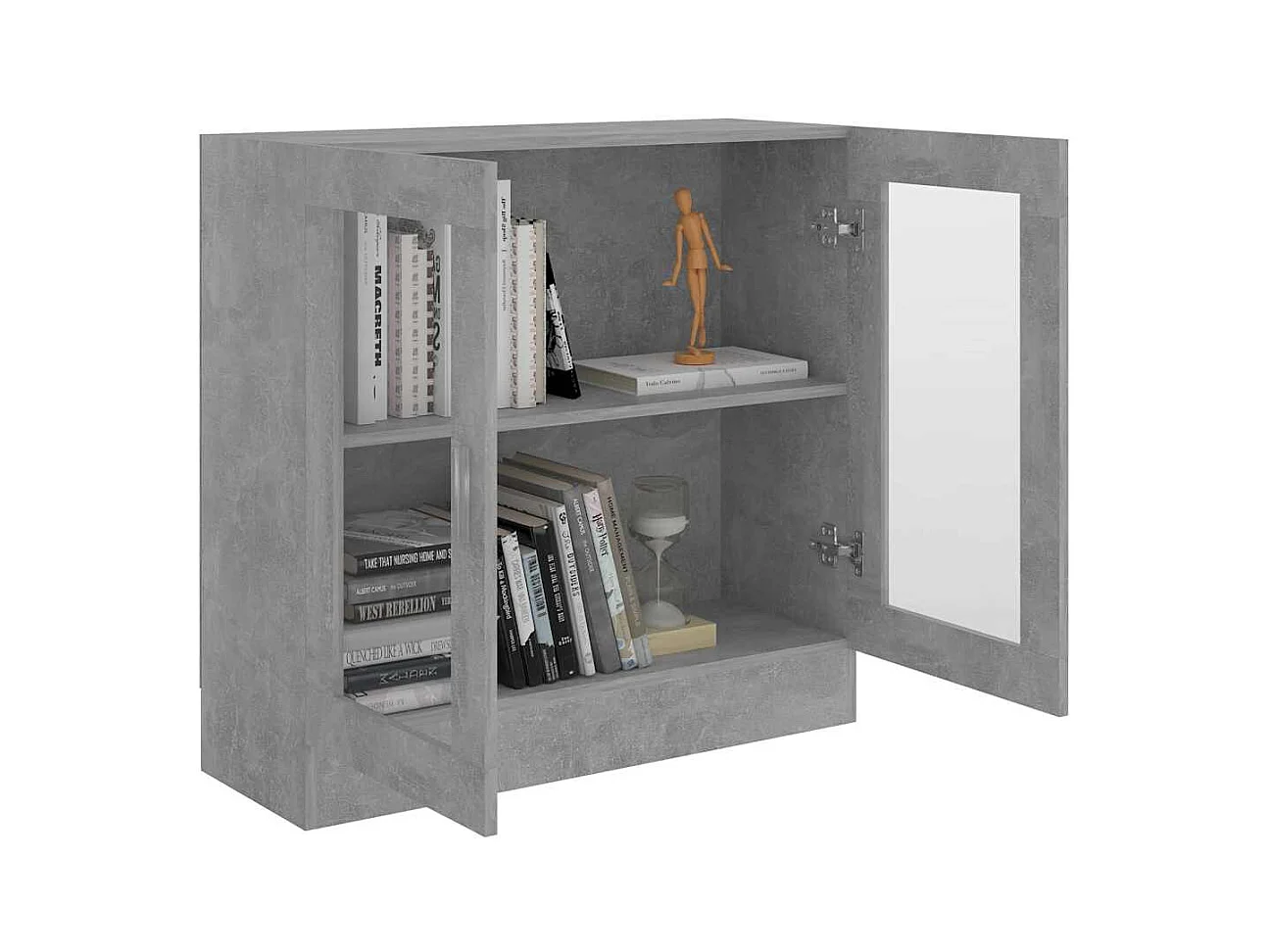 Vitrinenschrank Betongrau 82,5x30,5x80 cm Holzwerkstoff