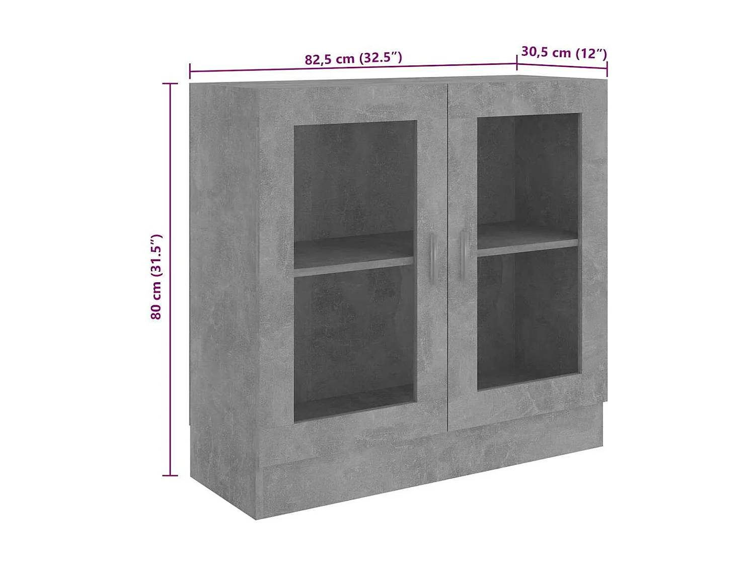 Armoire à vitrine Gris béton 82,5x30,5x80 cm Bois d'ingénierie