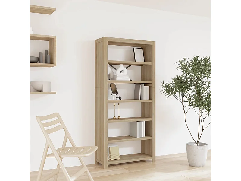 Boekenkast met 6 schappen 80x30x170 cm massief acaciahout