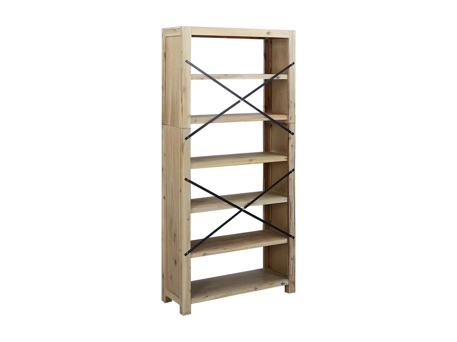 Estantería de 6 niveles madera maciza de acacia 80x30x170 cm