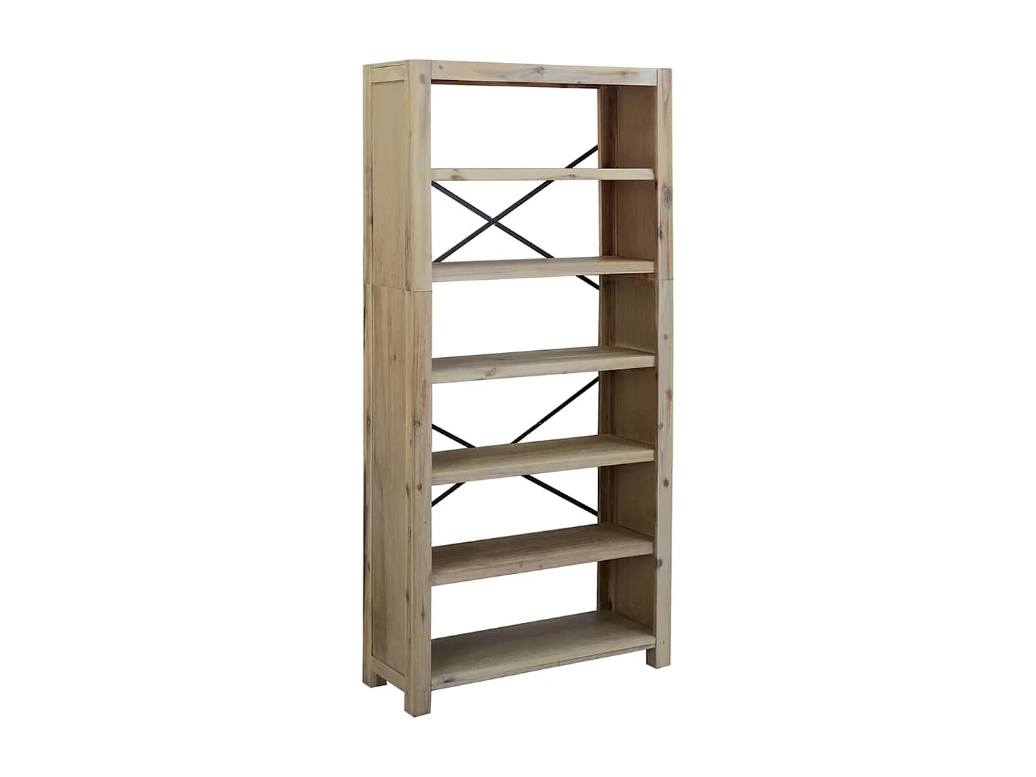 Estantería de 6 niveles madera maciza de acacia 80x30x170 cm