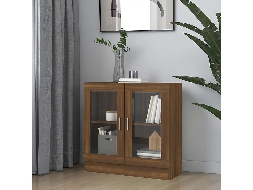 Vitrinenschrank Braun Eichen-Optik 82,5x30,5x80cm Holzwerkstoff