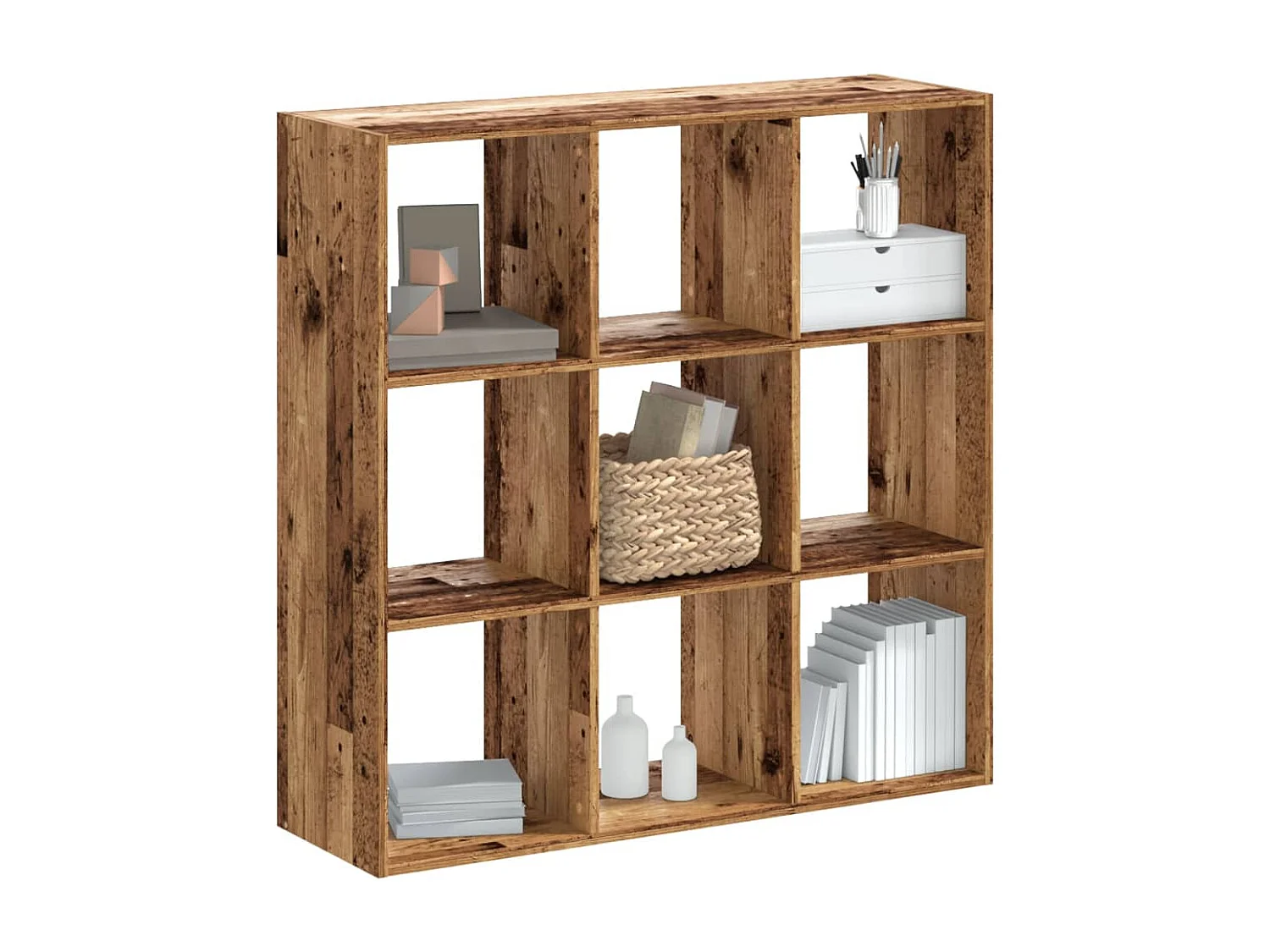 Libreria Legno Antico 102x32x102 cm in Legno Multistrato