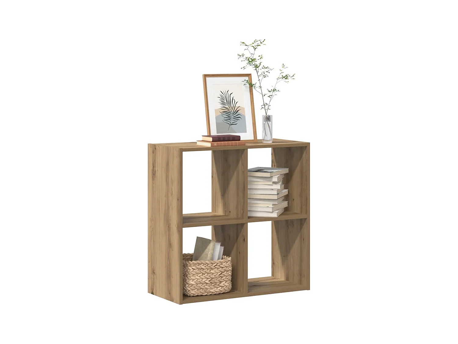 Bibliothèque chêne artisanal 68,5x32x68,5 cm bois d'ingénierie