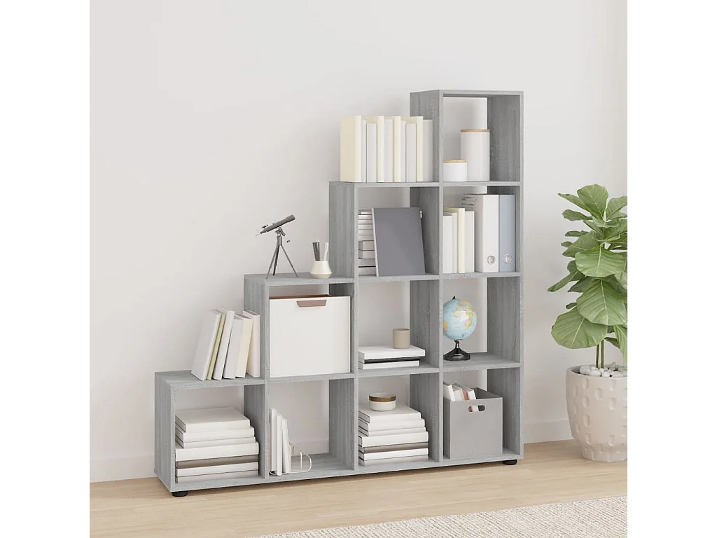 Bibliothèque escalier Sonoma gris 142 cm Bois d'ingénierie