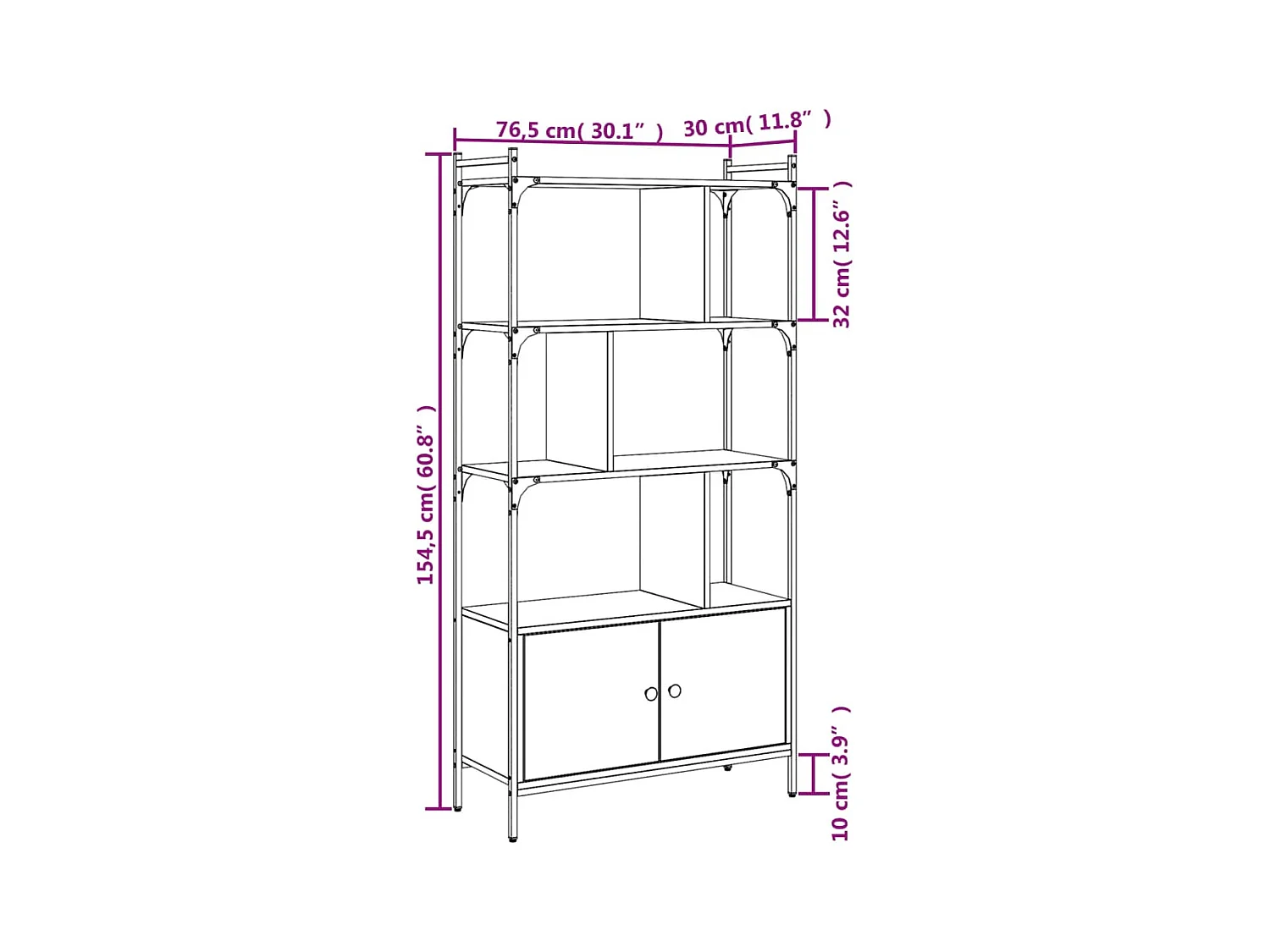 Libreria Ante Rovere Sonoma 76,5x30x154,5 cm Legno Multistrato