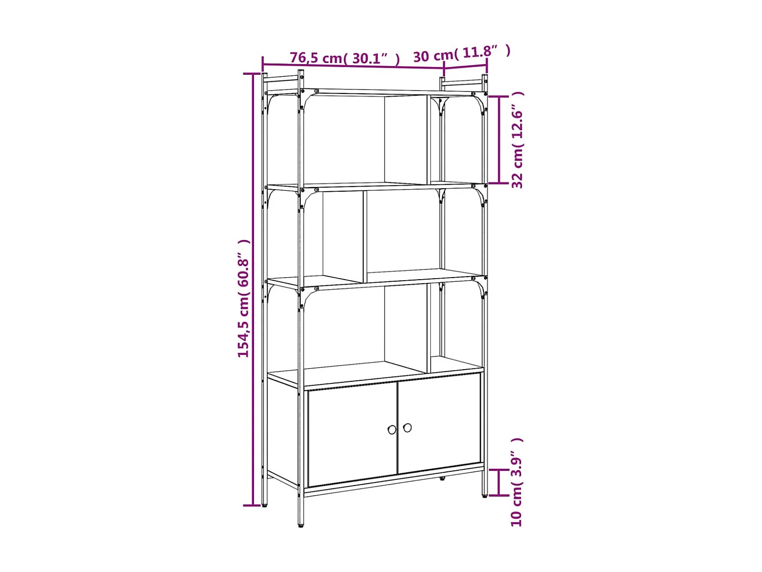 Bibliothèque avec portes Chêne Sonoma 76,5x30x154,5 cm Bois d'ingénierie