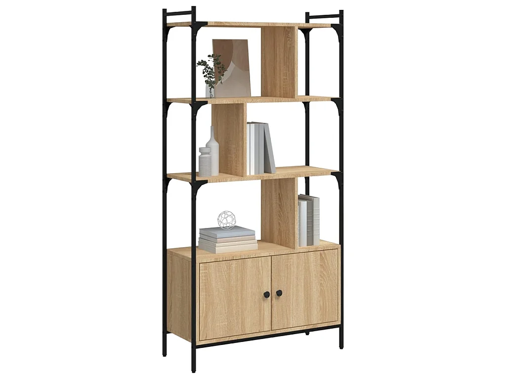 Boekenkast met deuren Sonoma eiken 76,5x30x154,5 cm bewerkt hout