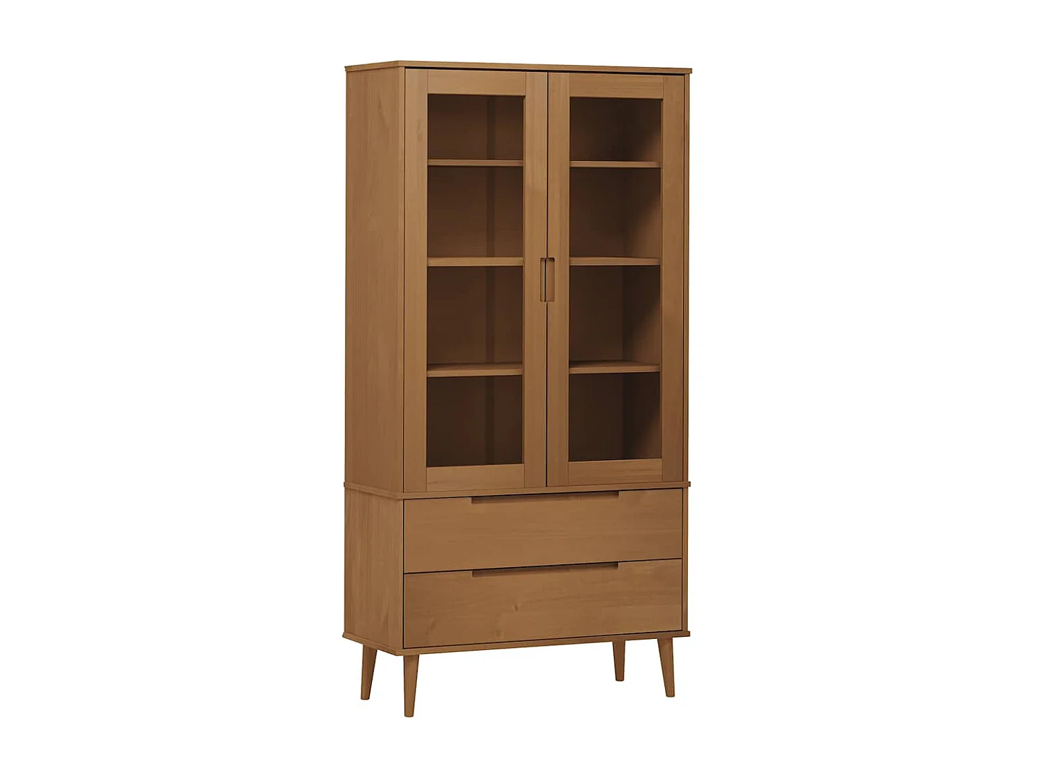 Armoire à vitrine MOLDE Marron 90x35x175 cm Bois de pin massif