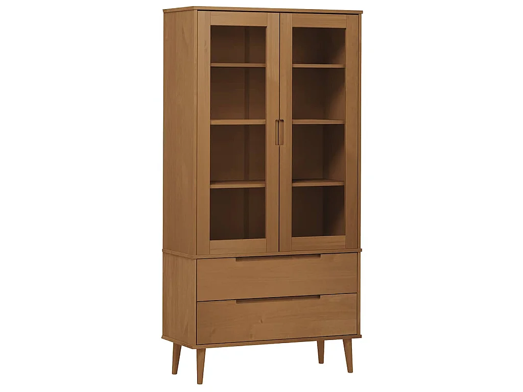 Armoire à vitrine MOLDE Marron 90x35x175 cm Bois de pin massif
