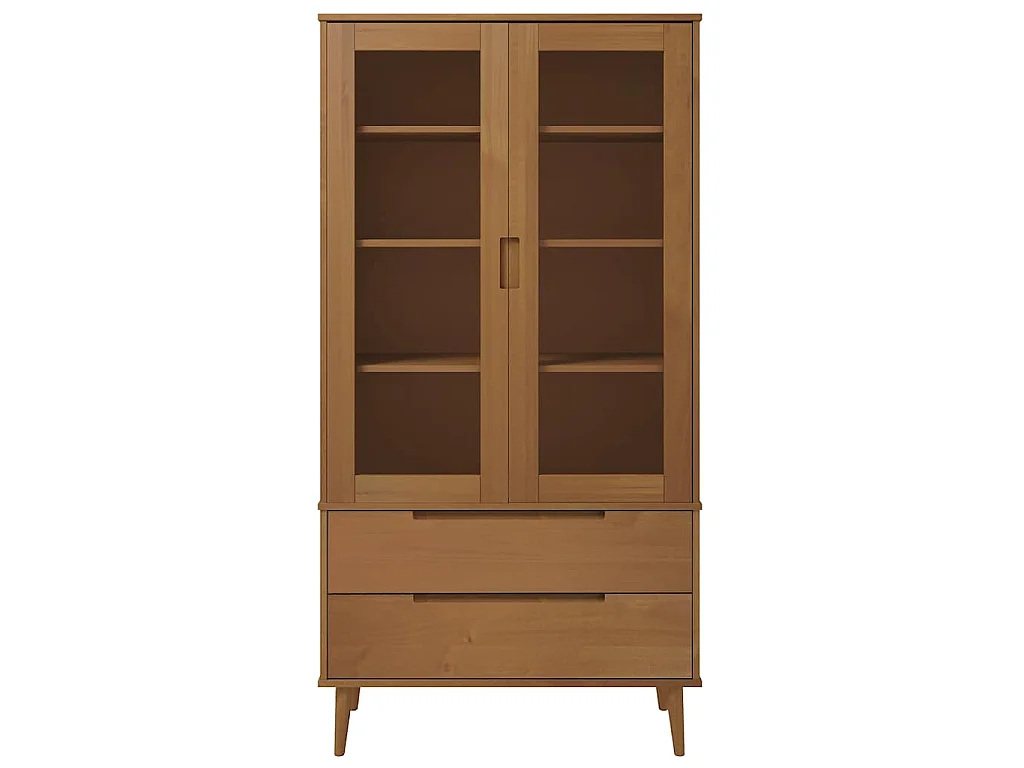 Armoire à vitrine MOLDE Marron 90x35x175 cm Bois de pin massif