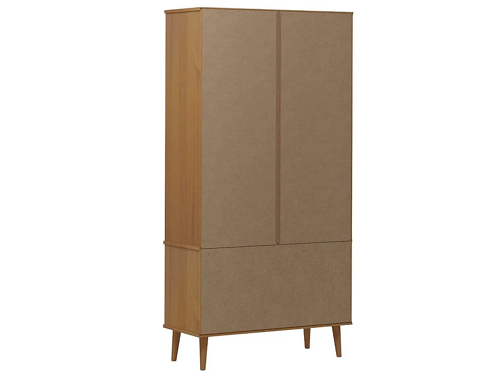 Armoire à vitrine MOLDE Marron 90x35x175 cm Bois de pin massif