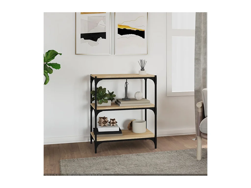 Bibliothèque Chêne Sonoma 60x33x70,5 cm Bois d'ingénierie acier