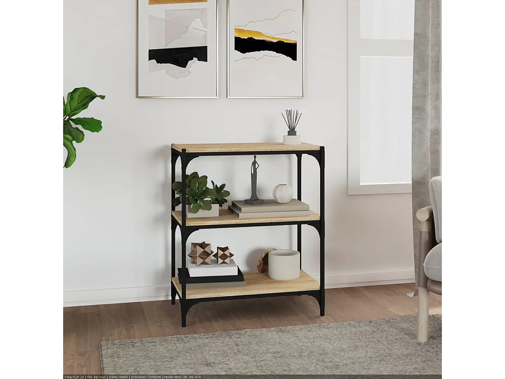 Libreria Rovere Sonoma 60x33x70,5cm Legno Multistrato e Acciaio
