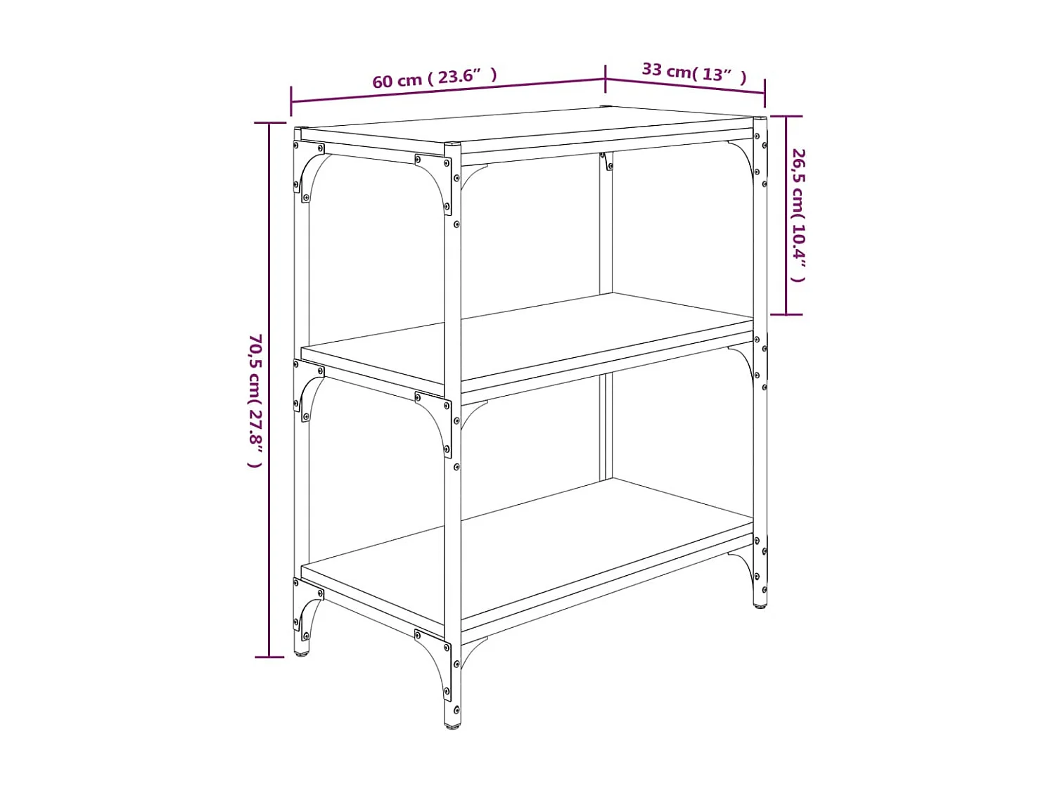Libreria Rovere Sonoma 60x33x70,5cm Legno Multistrato e Acciaio
