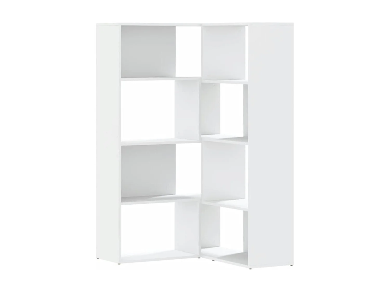 Bibliothèque d'angle à 4 niveaux blanc bois d'ingénierie