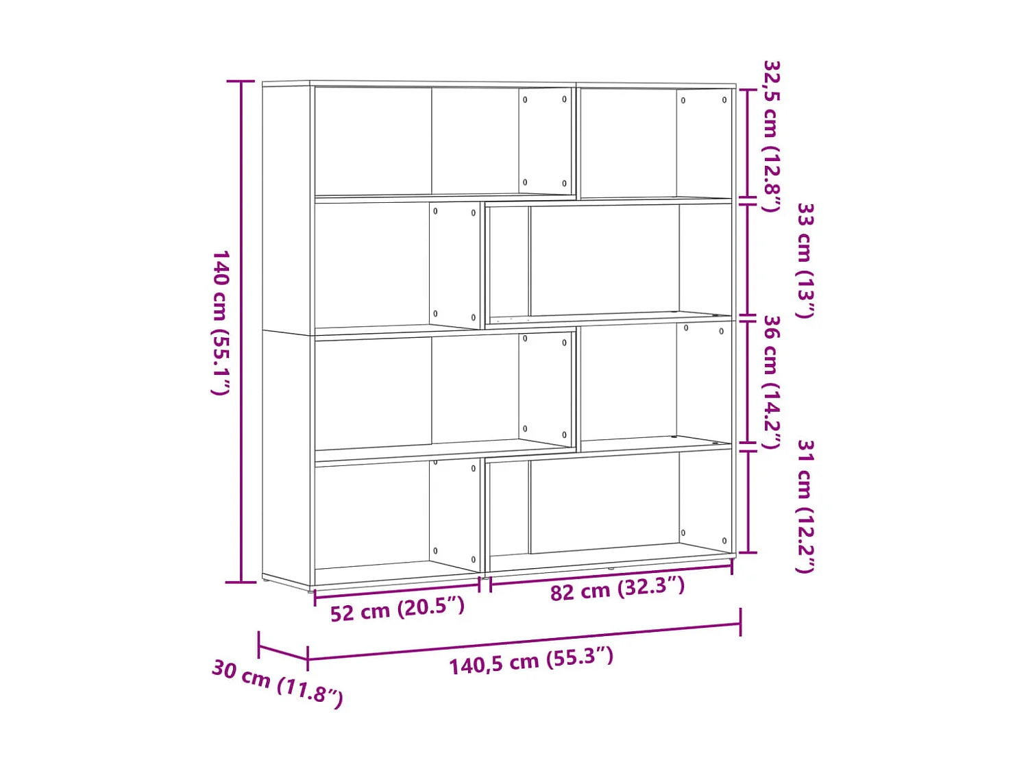 Bibliothèque d'angle à 4 niveaux blanc bois d'ingénierie