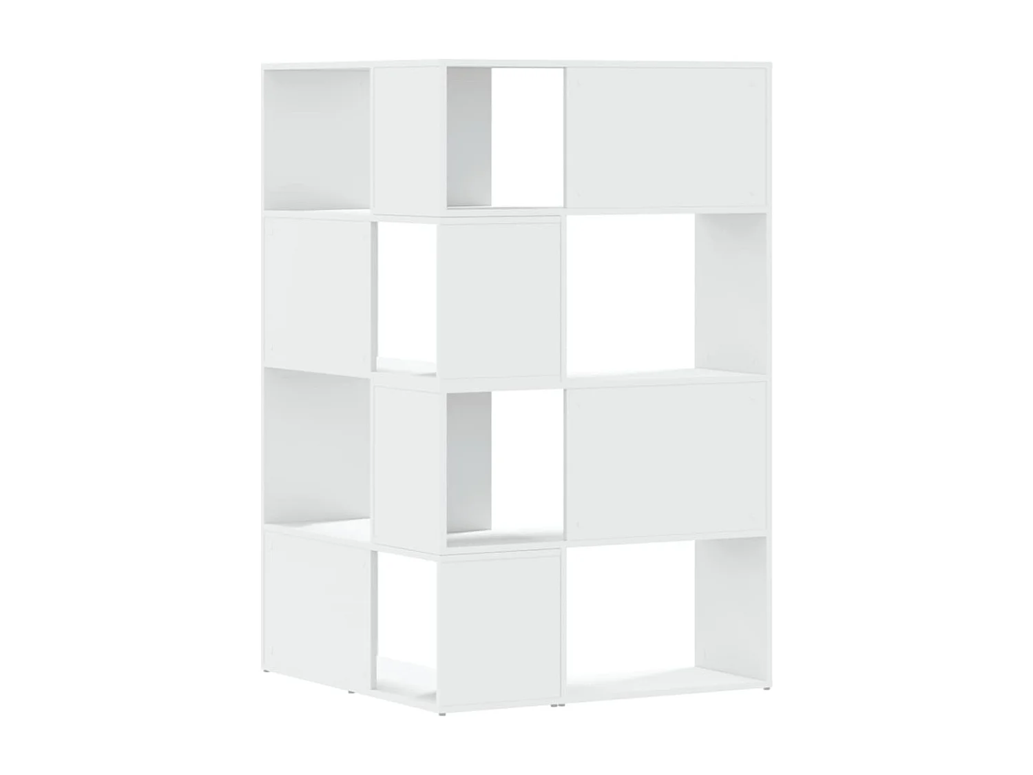 Bibliothèque d'angle à 4 niveaux blanc bois d'ingénierie