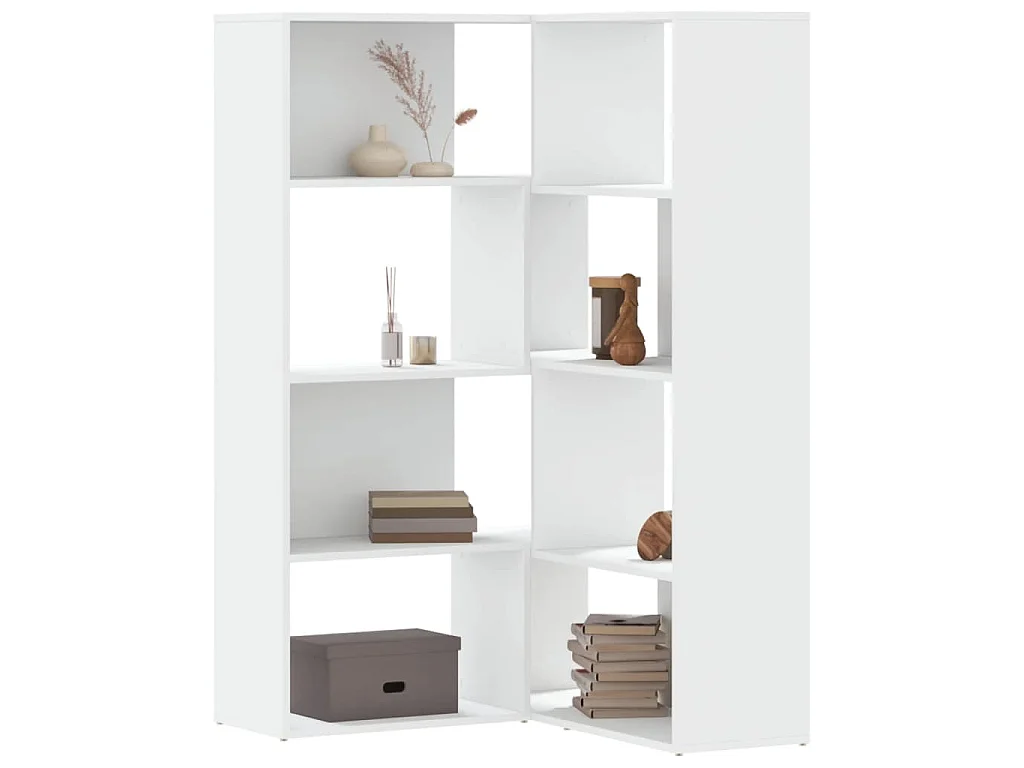Boekenkast 4-laags hoek 85x85x140 cm bewerkt hout wit