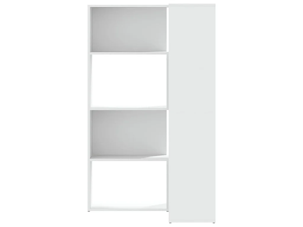 Bibliothèque d'angle à 4 niveaux blanc bois d'ingénierie