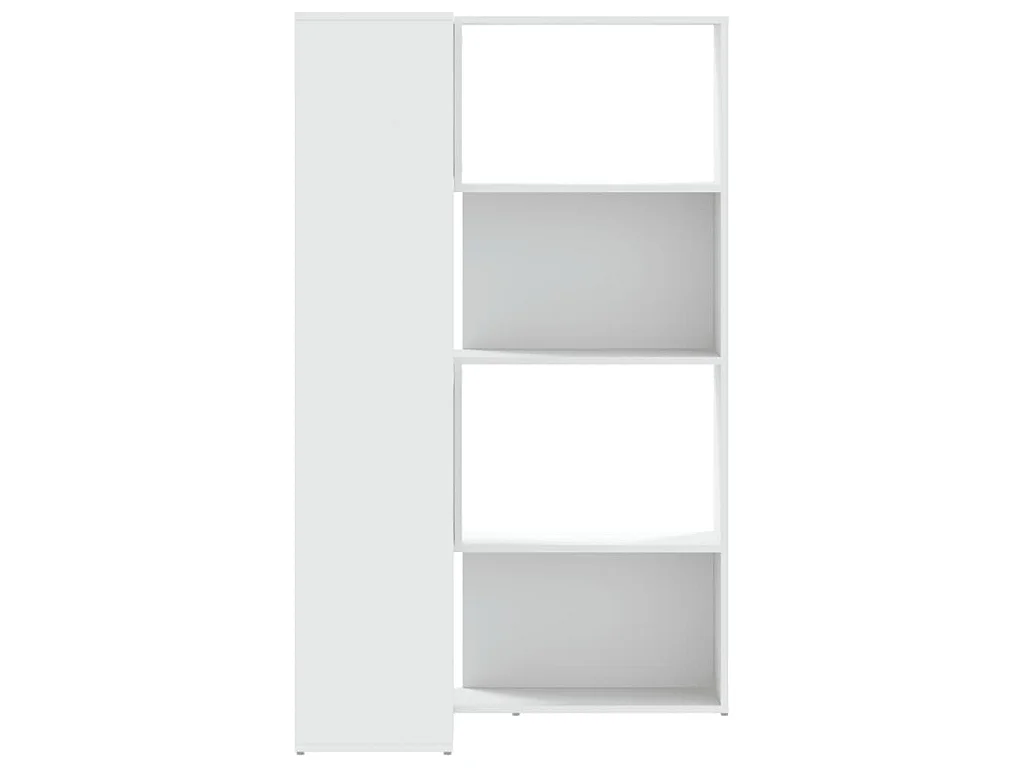 Bibliothèque d'angle à 4 niveaux blanc bois d'ingénierie