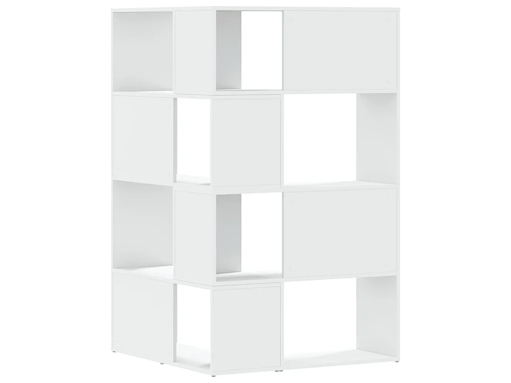 Bibliothèque d'angle à 4 niveaux blanc bois d'ingénierie