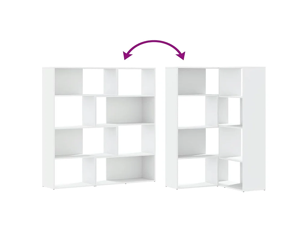 Bibliothèque d'angle à 4 niveaux blanc bois d'ingénierie