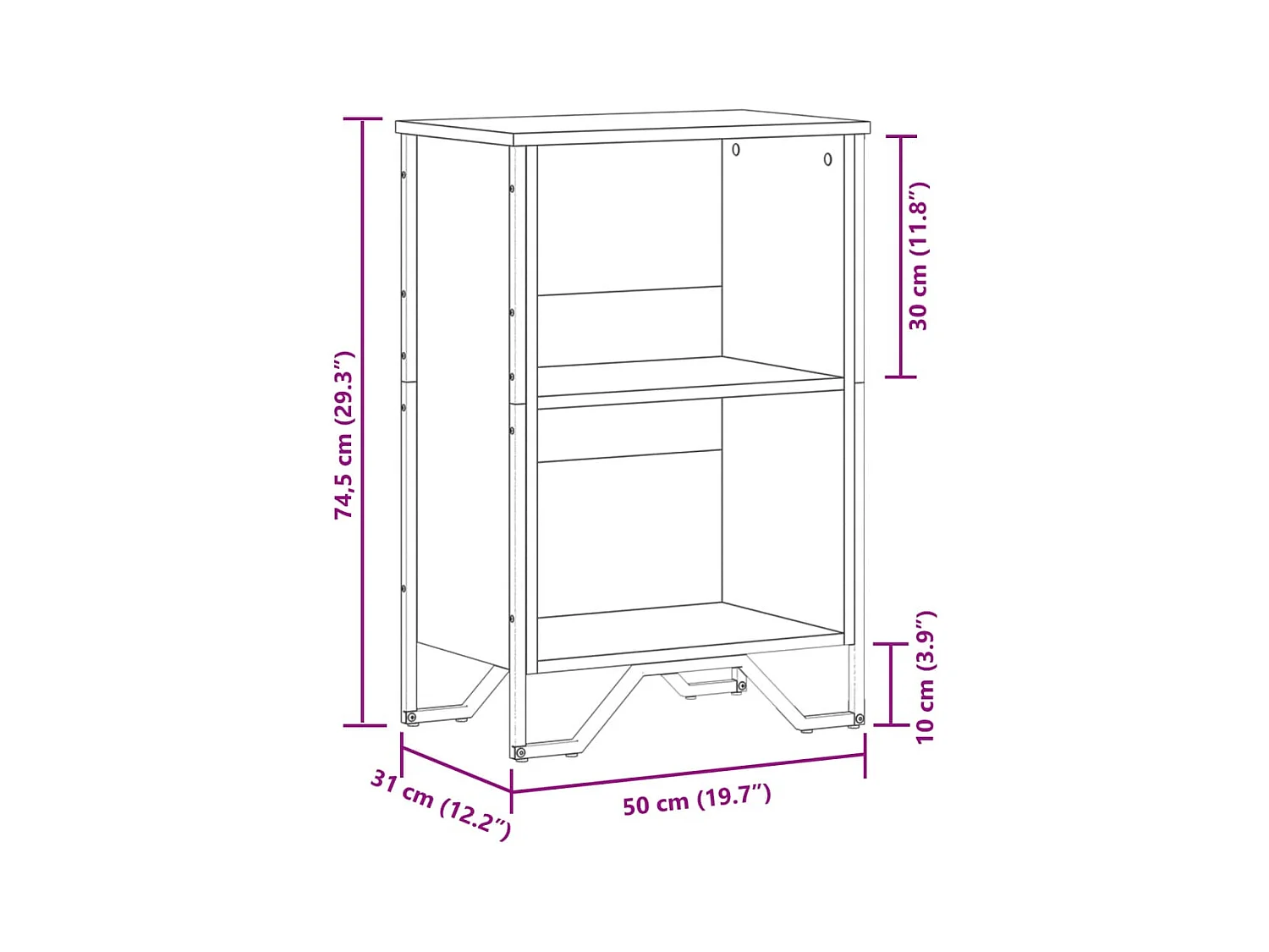 Bücherregal Räuchereiche 50x31x74,5 cm Holzwerkstoff