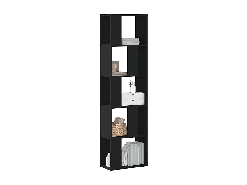 Boekenkast 5-laags 45x23,5x162,5 cm bewerkt hout zwart