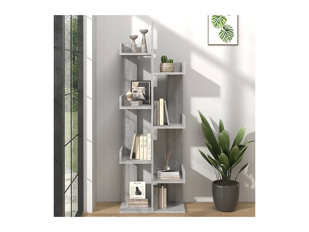 Bücherschrank 48x25,5x140 cm Grau Sonoma Holzwerkstoff