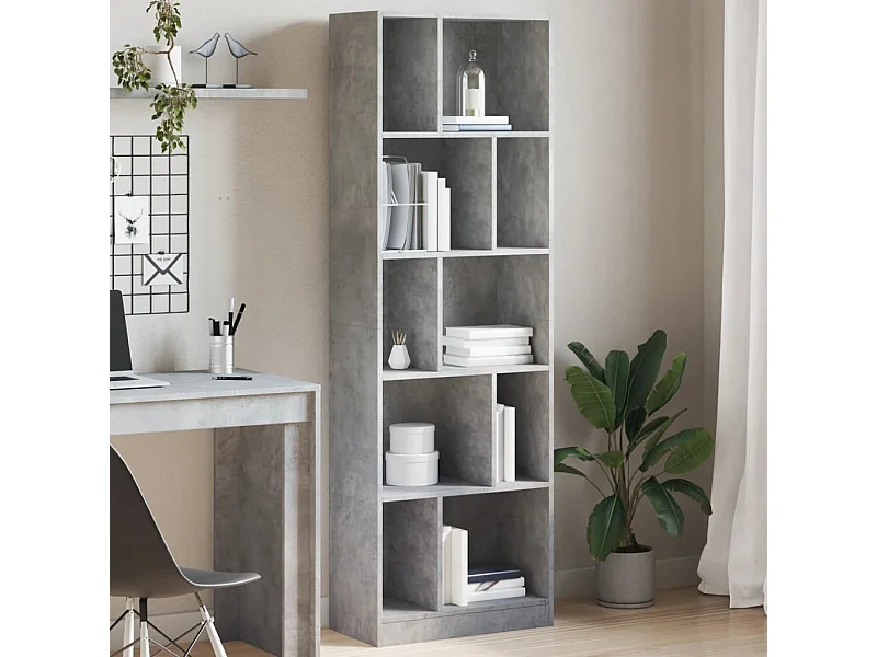 Boekenkast 57x28,5x174 cm bewerkt hout betongrijs